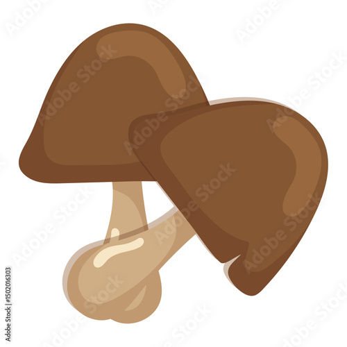 Two brown mushrooms group. Vector