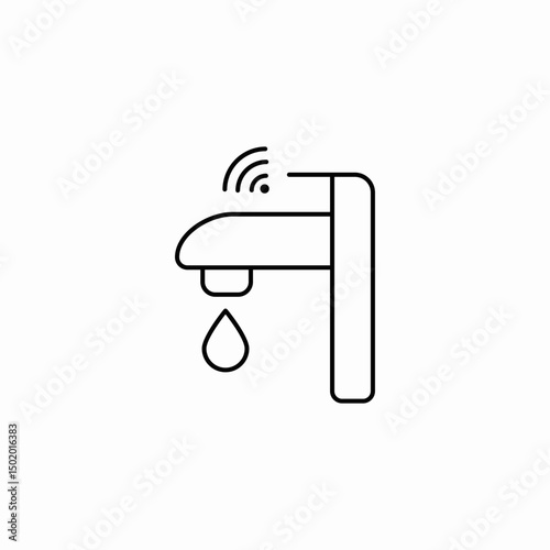 touchscreen faucet with water drop and wireless communication symbol icon sign vector