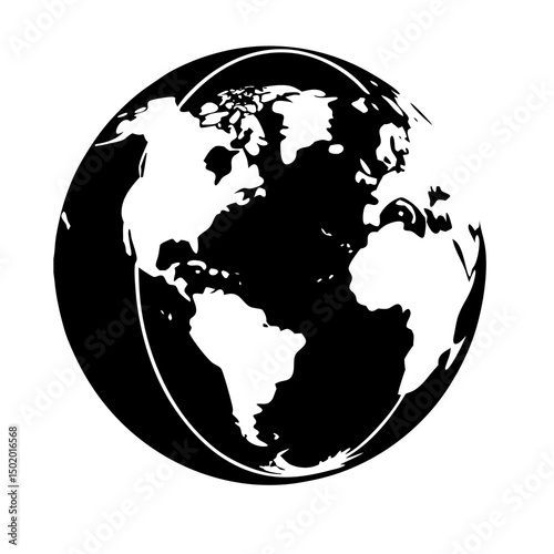  World map in globe shape isolated on white or transparent PNG background. vector