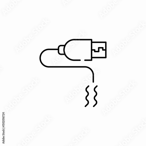 usb cable with damaged wire icon sign vector