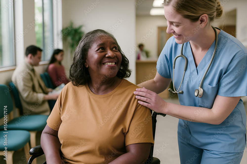 Woman with nurse Woman with nurse