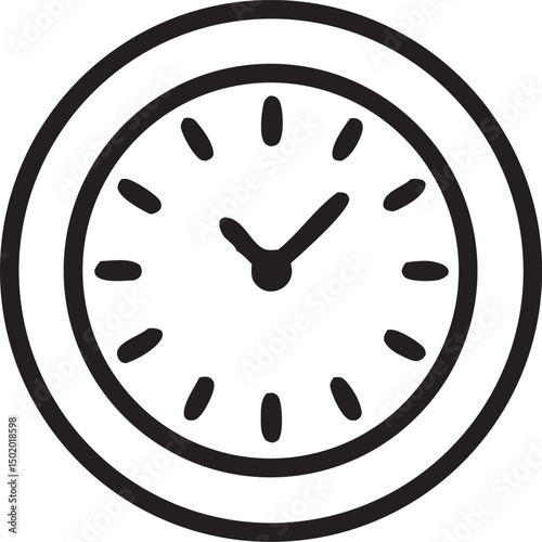 line art vector clock icon on white