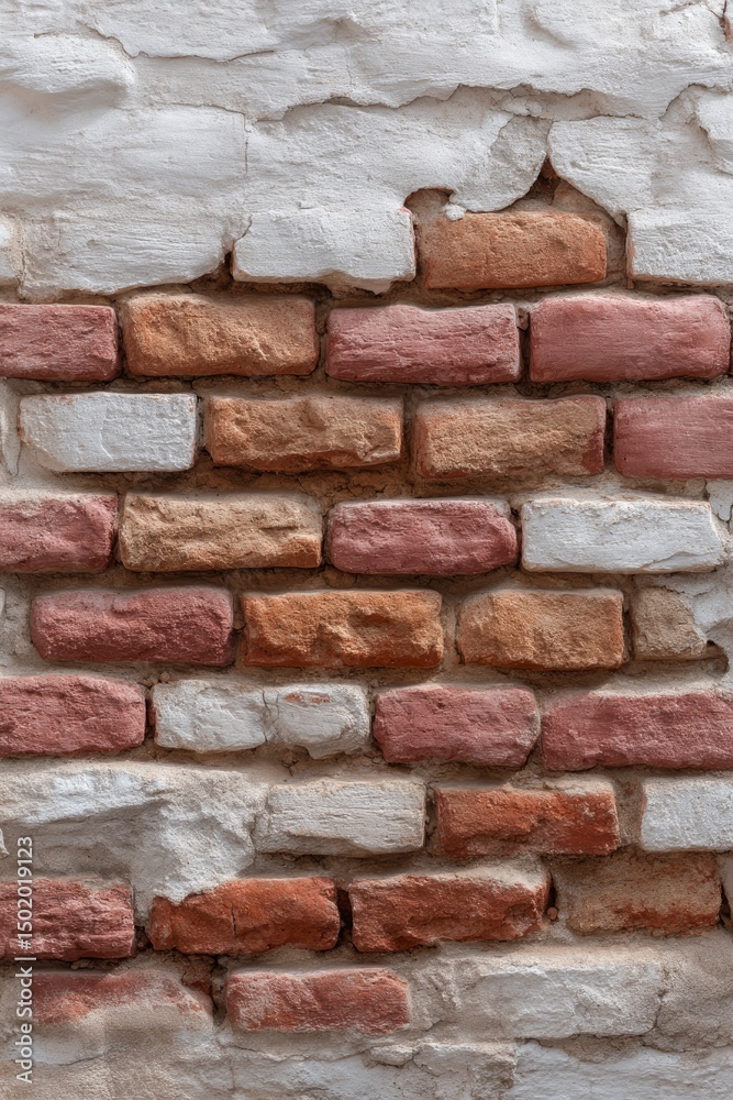 Obraz premium Rustic Brick Wall: Textured, Weathered, Earthy Tones