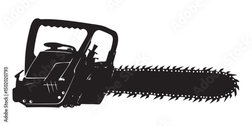 Chainsaw vector silhouette illustration isolated on white background, Chainsaw Machine Silhouette