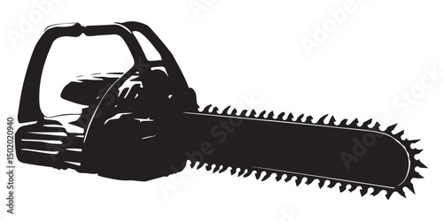 Chainsaw vector silhouette illustration isolated on white background, Chainsaw Machine Silhouette