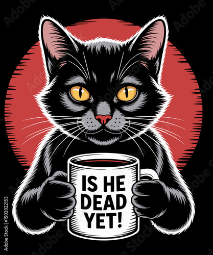Is He Vintage Dead Yet Funny Black Cat Humor