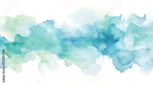 Watercolor painted background with soft teal and mint green hues.