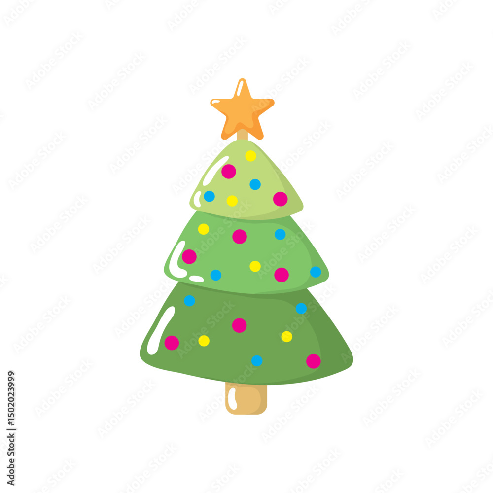 Fototapeta premium Decorated Christmas tree. Vector