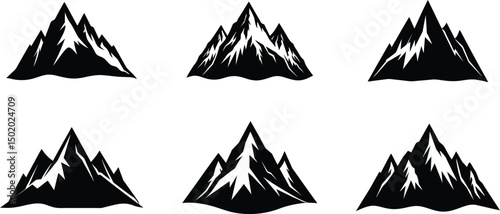 Mountain silhouette vector illustration set, landscape view, hiking, Mountain Day concept.
