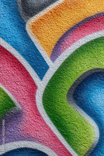 Abstract Colorful Graffiti: Textured Curves and Vivid Hues