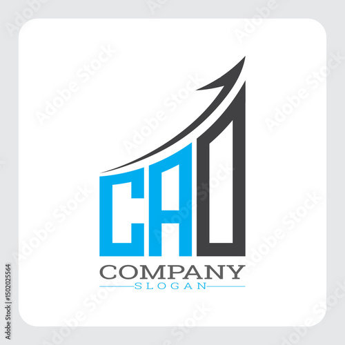 CAD Company Logo Design Growth vector, CAD Upward Arrow Business Success Logo vector, Corporate Branding CAD Logo Concept vector, CAD Modern Financial Growth Chart Logo vector,