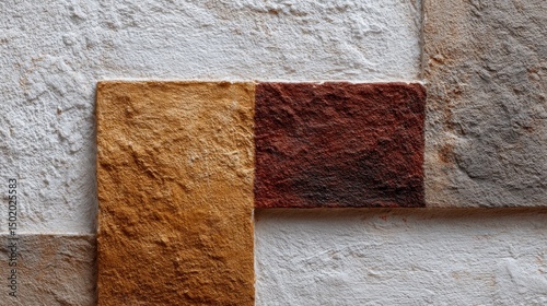 Textured Stone Wall: Earthy Hues in Abstract Arrangement