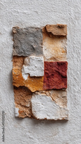 Rustic Stone Patchwork: Earthy Hues and Textured Wall Detail
