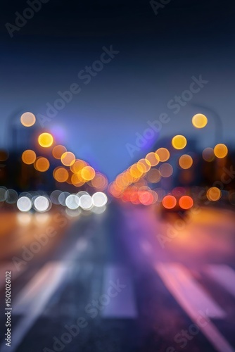 Night City Lights: Blurred Bokeh Street Scene