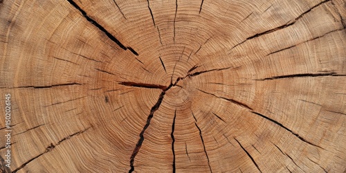 Detailed Close-Up of Tree Trunk Cross Section
