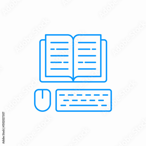 open book keyboard mouse icon sign vector