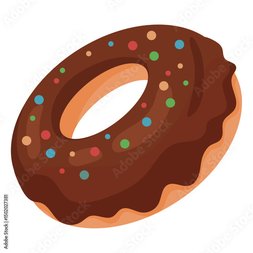 Chocolate donut with sprinkles. Vector