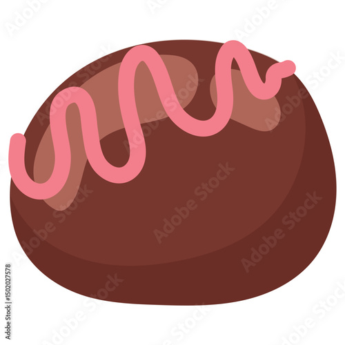 Chocolate bonbon with pink icing. Vector