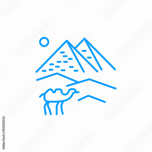 pyramids camel sun mountains icon sign vector