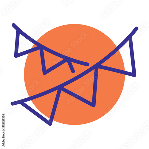 Hanging festive flags set. Vector
