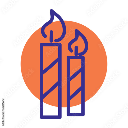 Birthday striped candles duo. Vector