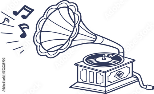 vintage gramophone with vinyl record