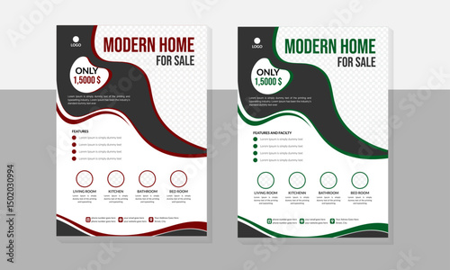 Modern home for sell flyer template