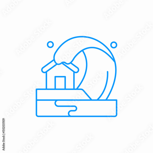 wave flood house icon sign vector