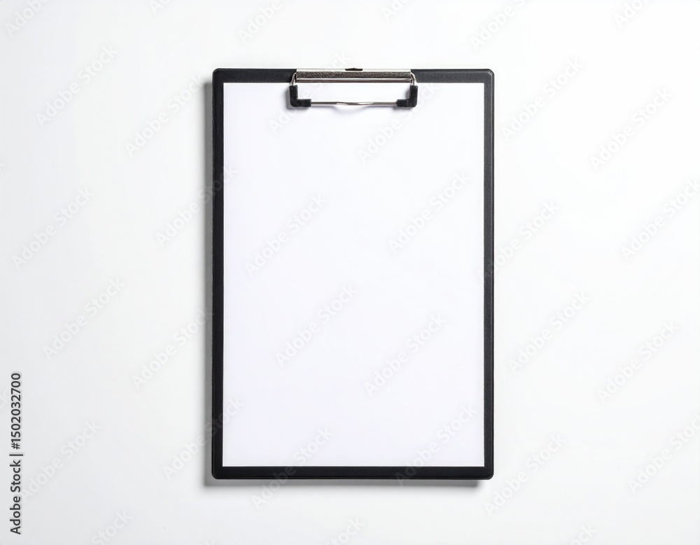 Plastic Clipboard with Blank Paper Isolated on White Background Plastic Clipboard with Blank Paper Isolated on White Background