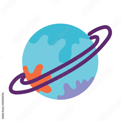 Blue planet with orbit ring. Vector