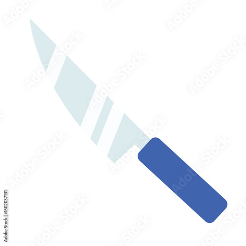 Chef knife with blue grip. Vector