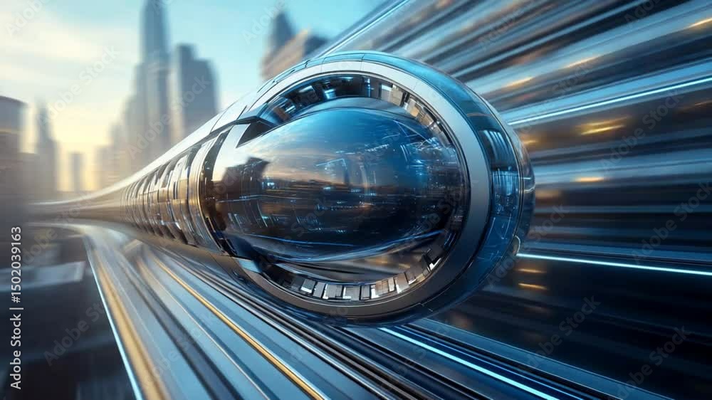 Futuristic Hyperloop Transportation: High-Speed Travel in a Sleek, Modern Pod