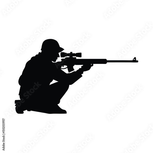 Sniper Rifle Aiming Silhouette.
