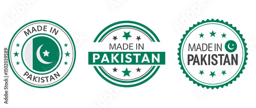 Made In Pakistan product label vector stamp design.