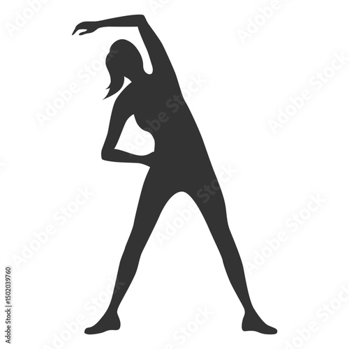 Fitness woman silhouette streching