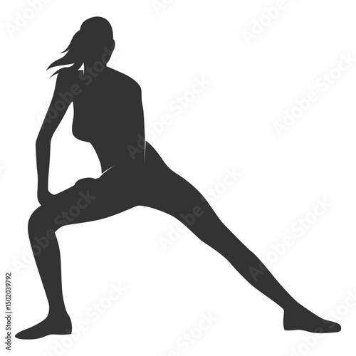 Fitness woman silhouette streching legs