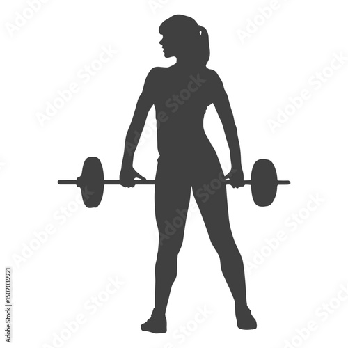 Woman holding barbell silhouette