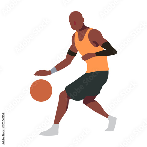 Basketball player ball player shorts accessory t shirt bald flat