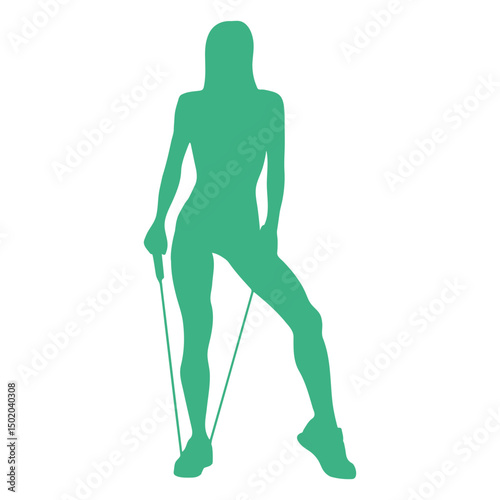Fitness model resistance band silhouette