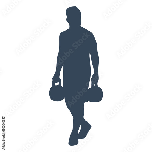 Lifting kettle bells silhouette