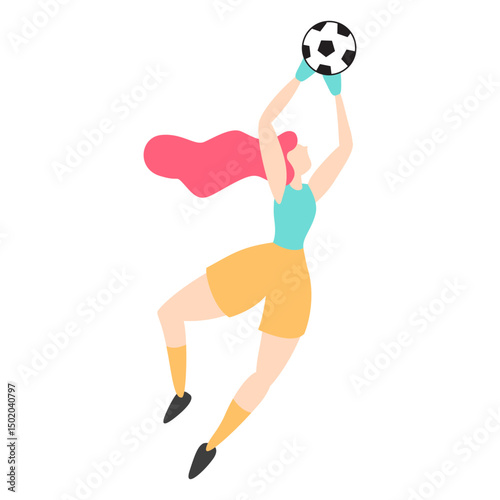 Woman goalkeeper saving goal