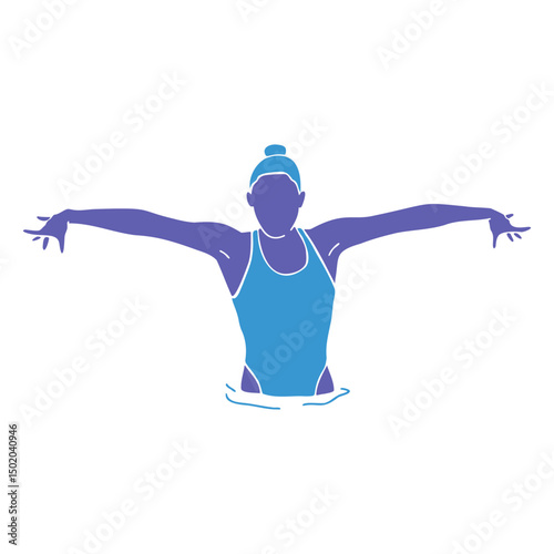 Artistic swimming woman flat