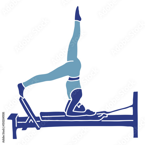 Pilates reformer head stand silhouette