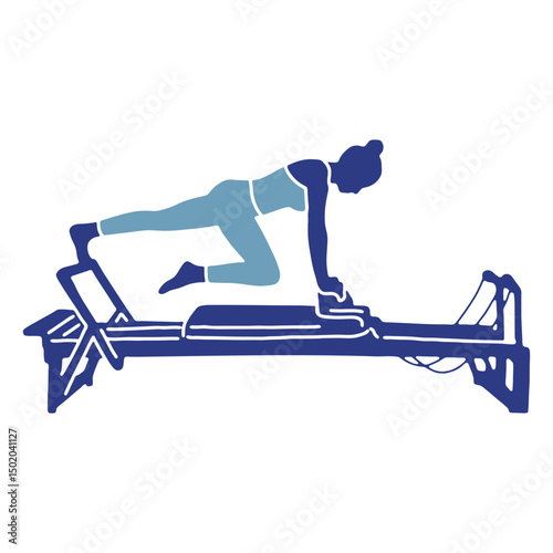Pilates reformer leg stretch silhouette
