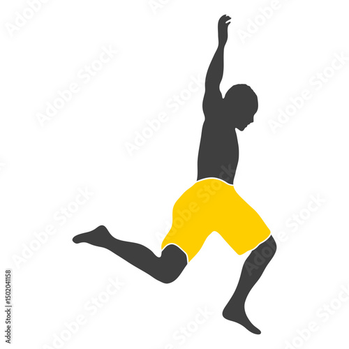 Ready cliff jumping silhouette