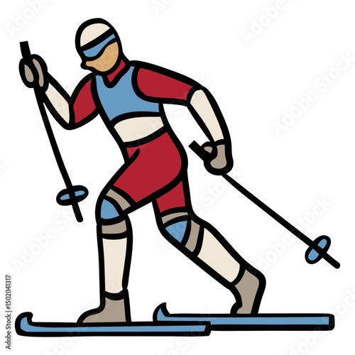 Person skiing hand drawn design