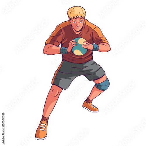 Handball player man character