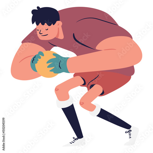 Caught ball goalkeeper illustration character