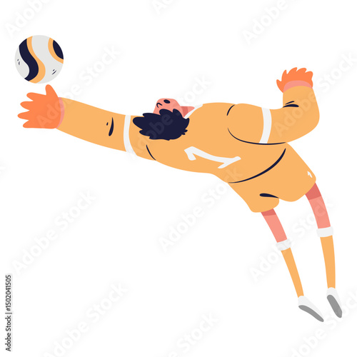 Soccer goalkeeper trying catch ball