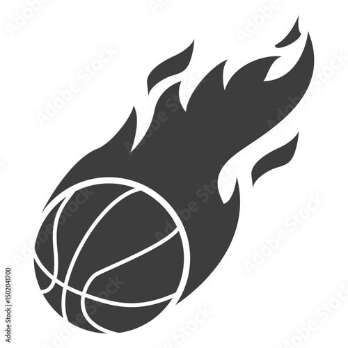 Flaming basketball ball cut out